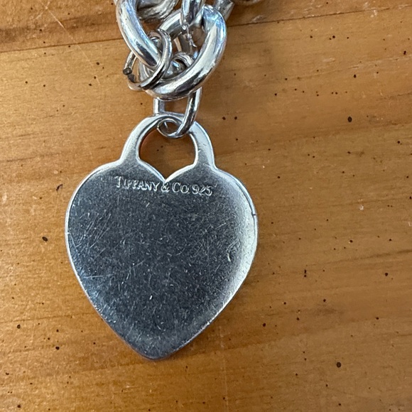 Tiffany and Co 925 Sterling Blank Heart Charm Bracelet, authentic, 7 1/2” - Picture 3 of 6